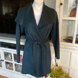 NWT Tahari wool blend deep teal wrap coat, size S